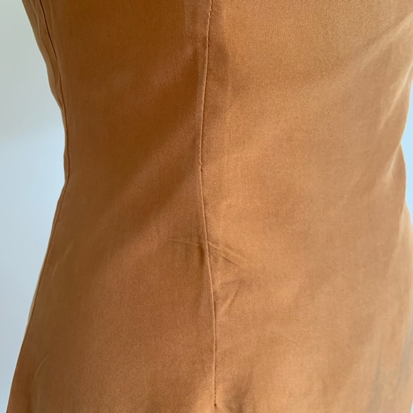 ❌SOLD❌ Vintage 90s 100% Silk Ochre Sheath Deadstock Dress - Picture 7 of 9